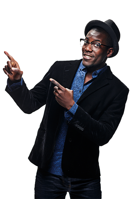 MAXES happy man pointing